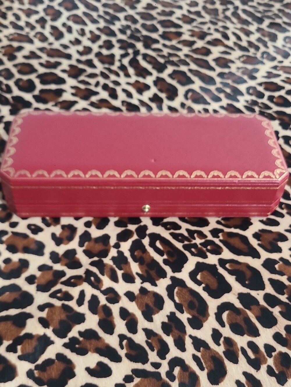 Cartier Red Vintage Decorative Jewelry Box with Gold Trim